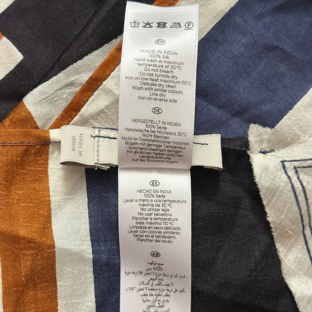 Hobbs London Key To Freedom 100% Silk Oversized Scarf Shawl Wrap Navy Rust